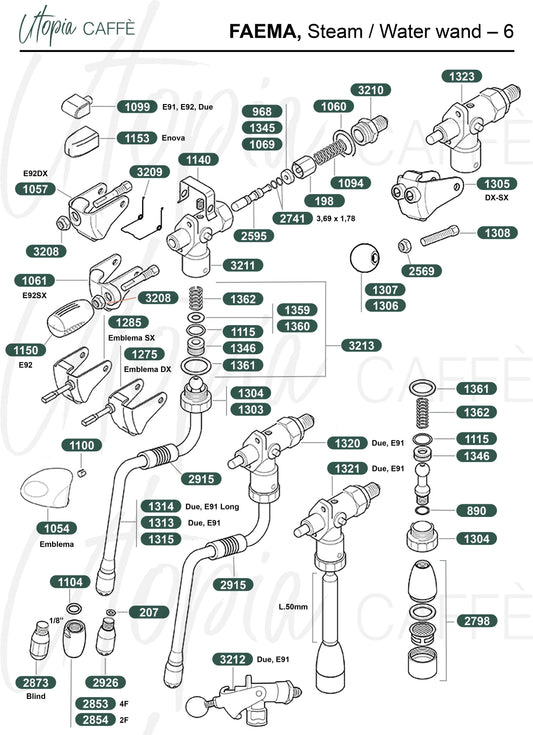 Faema, Steam / Water wands 6