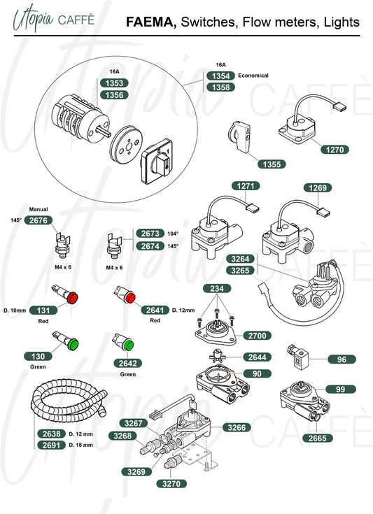 Faema, Switches, Flow meters, Lights