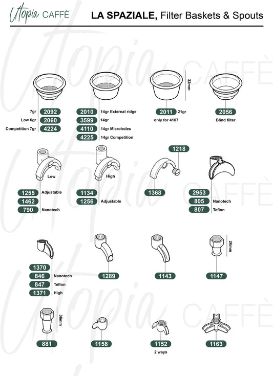 LA SPAZIALE, Filter Baskets & Spouts