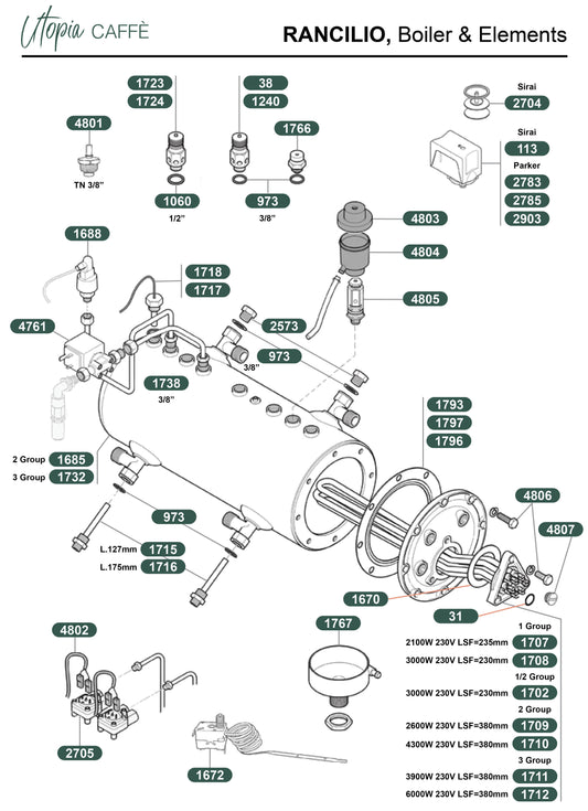 RANCILIO, Boiler & Elements