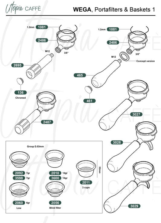 Wega, Portafilters & Baskets 1
