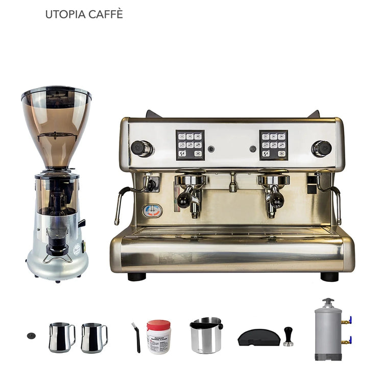 2 Group La Scala Espresso Machine, Macap MXA Coffee Grinder & Accessories Combo