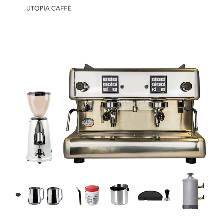 2 Group La Scala Espresso Machine, Macap M2 Coffee Grinder & Accessories Combo