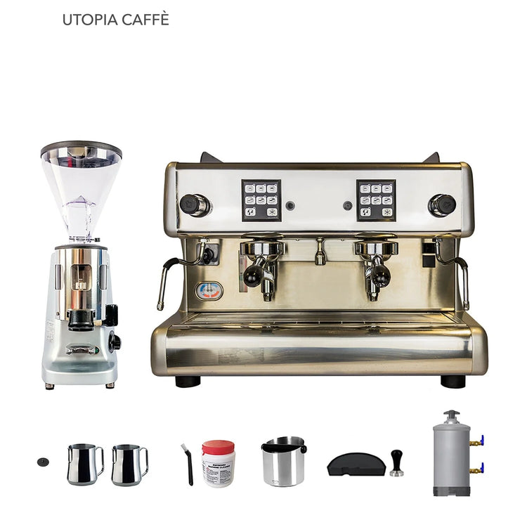 2 Group La Scala Espresso Machine, Mazzer Super Jolly (newer model) Coffee Grinder & Accessories Combo