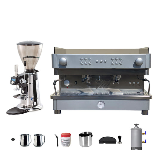Refurbished 2 Group La San Marco Espresso Machine, New Macap Xtreme Coffee Grinder & Accessories Combo