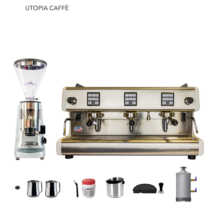 3 Group La Scala Espresso Machine, Mazzer Super Jolly (newer model) Coffee Grinder & Accessories Combo