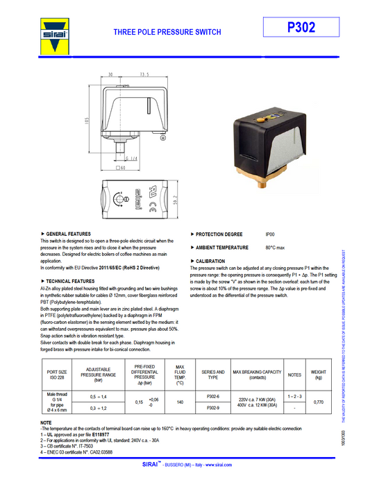 113 - Three Phase Pressure Switch