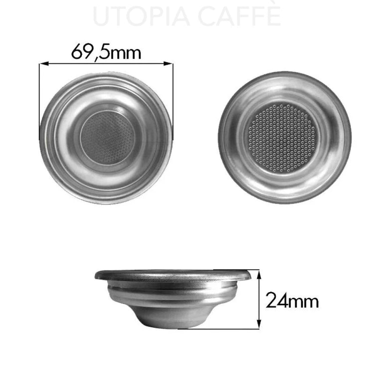 282- Filter Basket 1 Cup 7Gr H.24Mm Border D.69 5Mm External Ridge Baskets/blind Filters