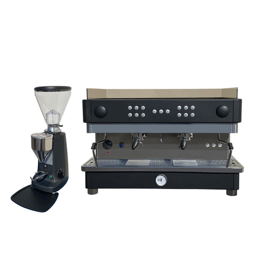 Refurbished 2 Group La San Marco Espresso Machine, Mazzer Electronic Coffee Grinder Combo
