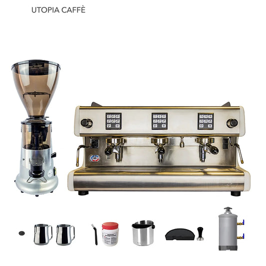 3 Group La Scala Espresso Machine, Macap MXA Coffee Grinder & Accessories Combo