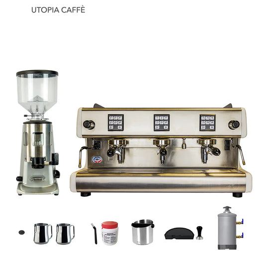 3 Group La Scala Espresso Machine, Mazzer Super Jolly (older model) Coffee Grinder & Accessories Combo