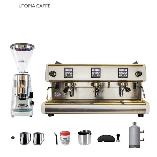 3 Group La Scala Espresso Machine, Mazzer Super Jolly (newer model) Coffee Grinder & Accessories Combo