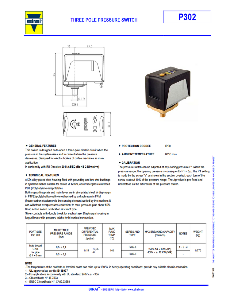 113 - Three Phase Pressure Switch